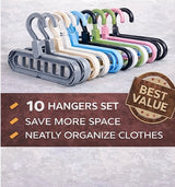 Smart Clothes Organizer Combo – 9 Hole + 5-in-1 Hangers(10-Pcs)